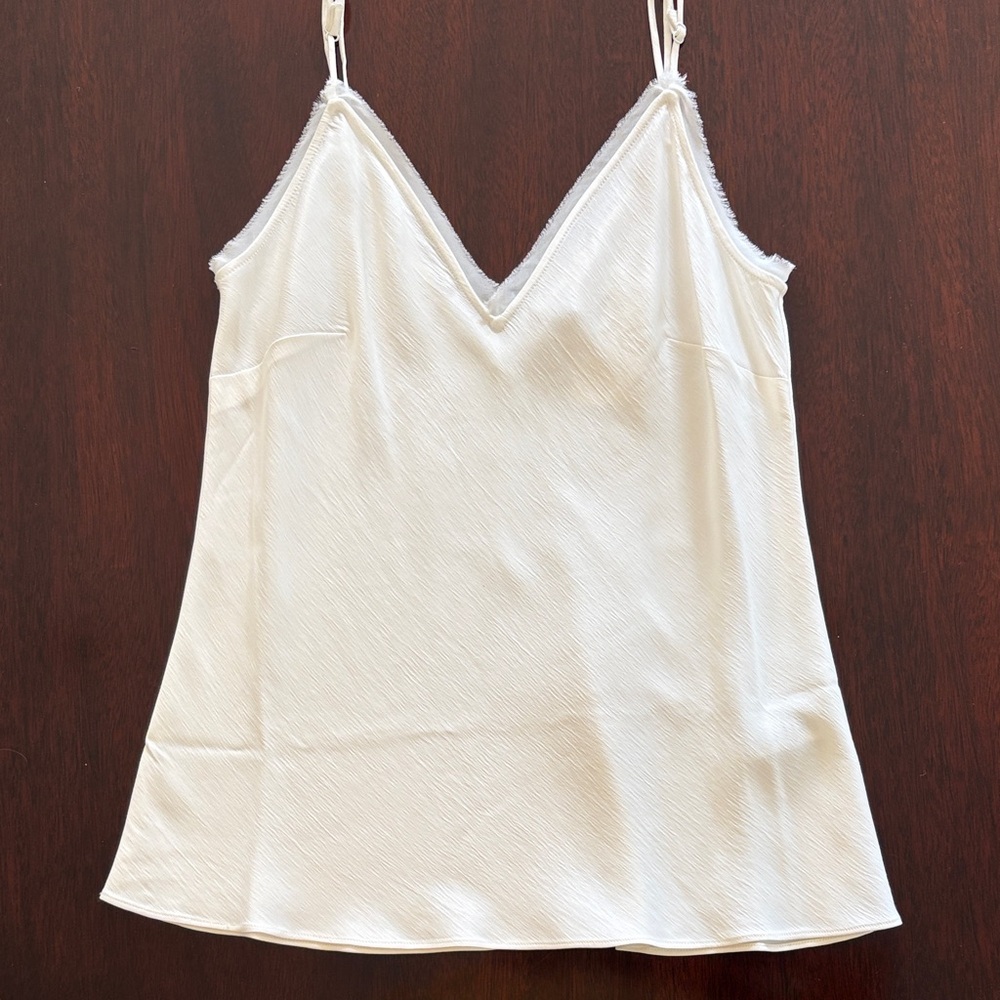 Frame Denim White Lace-Trim Camisole